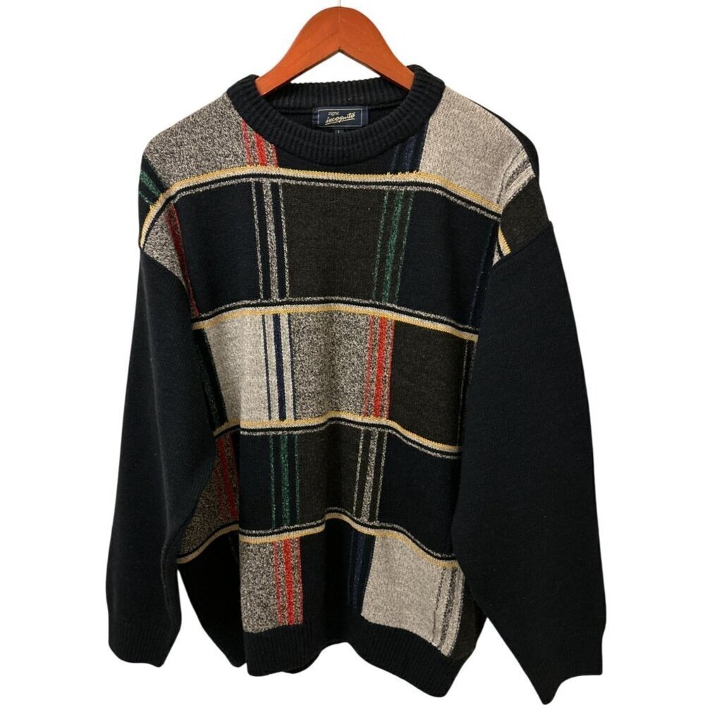 Vintage Signe Incognito Sweater Wool Blend Crewneck Tartan Size Large